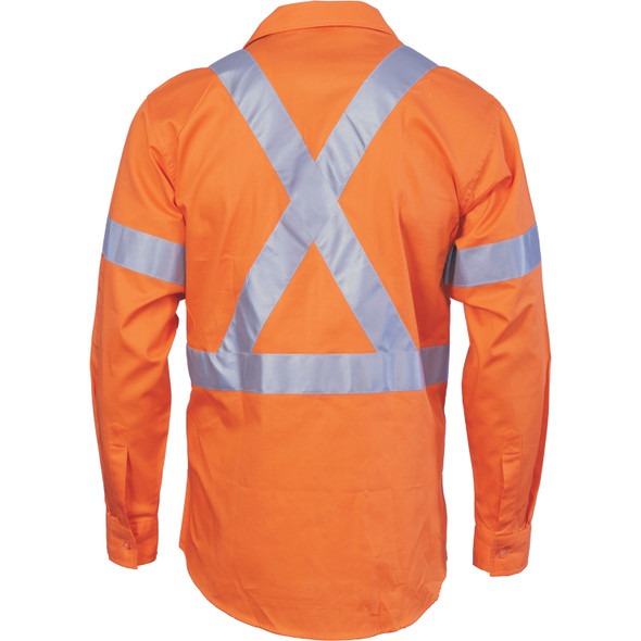 DNC HiVis Cool-Breeze Cross Back Cotton Shirt with 3M R/Tape - long sleeve 3946