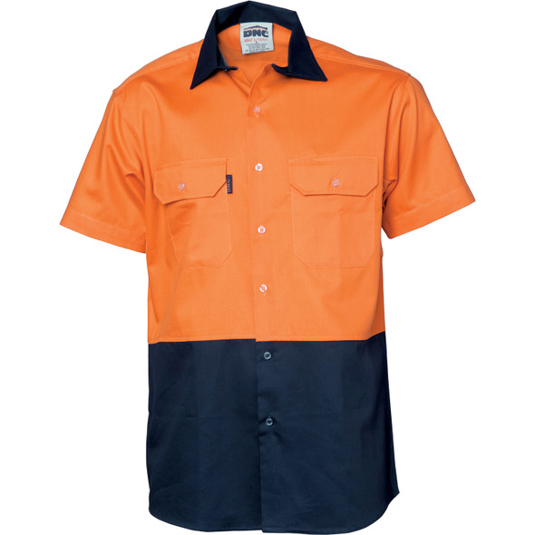 DNC HiVis Two Tone Cotton Drill Vented Shirt - Short Sleeve 3980