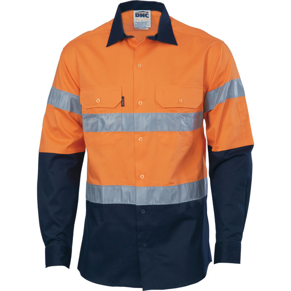 DNC HiVis D/N 2 Tone Drill Shirt with Generic R/Tape - long sleeve 3982