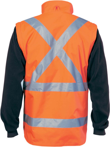 DNC HiVis “4 in 1” Zip off Sleeve Reversible Vest, ‘X’ Back with additional tape on Tail 3990