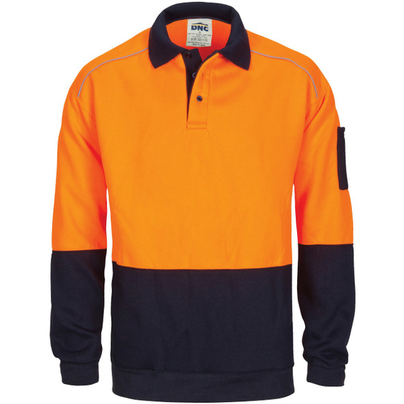 DNC HiVis Rugby Top Windcheater with Two Side Zipped Pockets 3727