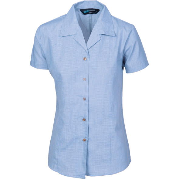DNC Ladies Revere Collar Mini (Check) Houndstooth B.Shirt - Short Sleeve 4255