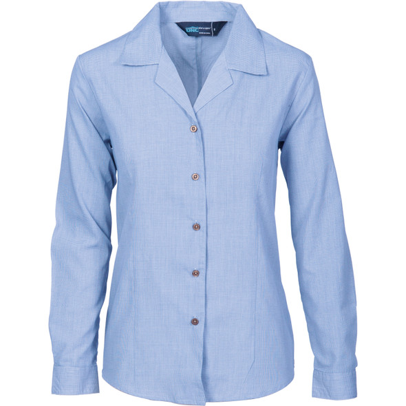 DNC Ladies Revere Collar Mini (Check) Houndstooth B.Shirt - long sleeve 4256
