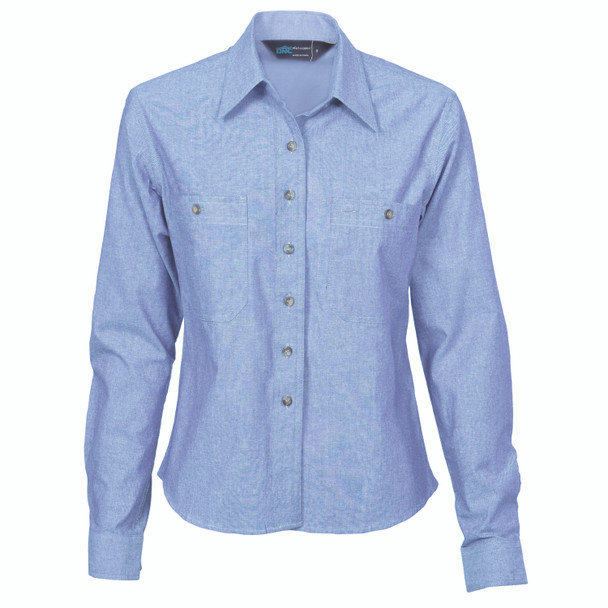 DNC Ladies Cotton Chambray Shirt - Long Sleeve 4106