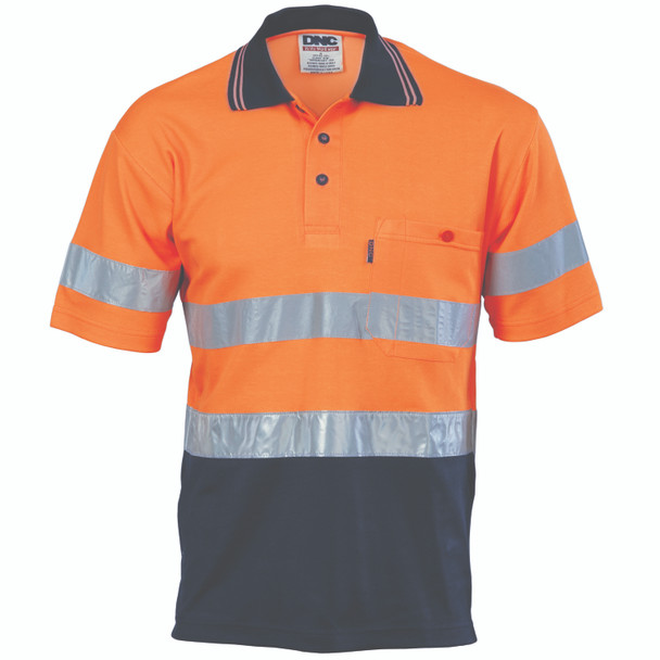 DNC Hi Vis Two Tone Cotton Back Polos with Generic R.Tape - short sleeve 3717