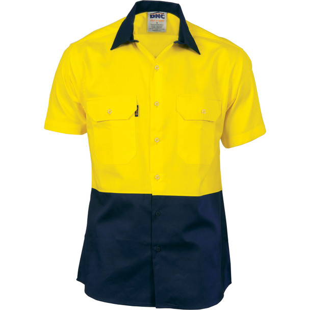 DNC HiVis Two Tone Cotton Drill Shirt - Short Sleeve 3831