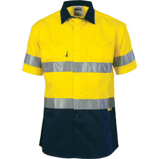 DNC HiVis Two Tone Drill Shirt with 3M 8906 R/Tape - short sleeve 3833