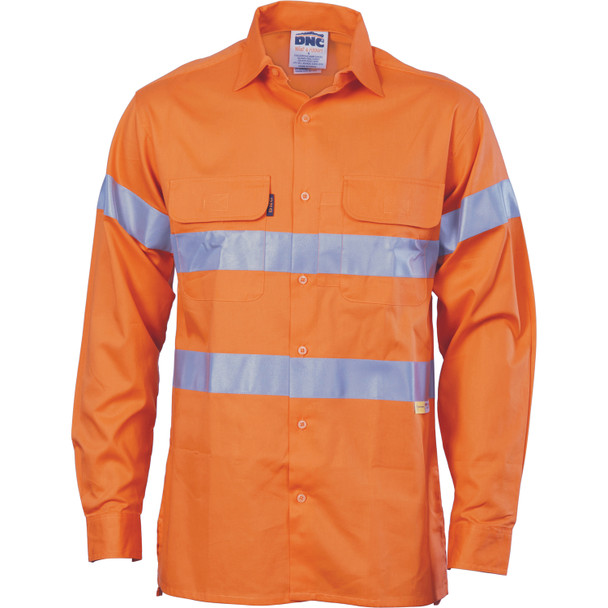 DNC HiVis Cool-Breeze Cotton Shirt with 3M 8906 R/Tape - Long sleeve 3987