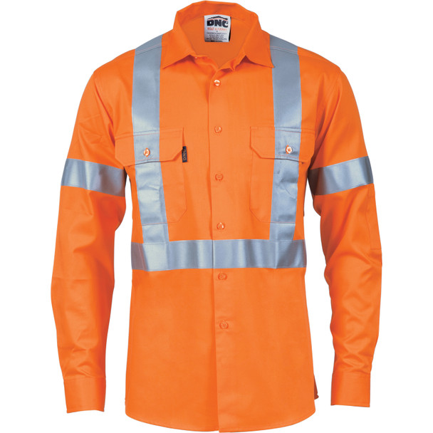 DNC HiVis D/N Cotton Shirt with Cross Back Generic R/Tape - long sleeve 3989