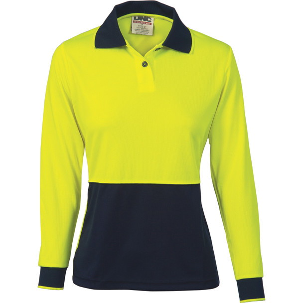 DNC Ladies HiVis Two Tone Polo Shirt - Long Sleeve 3898