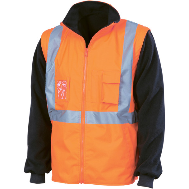 DNC HiVis “4 in 1” Zip off Sleeve Reversible Vest, ‘X’ Back with additional tape on Tail 3990