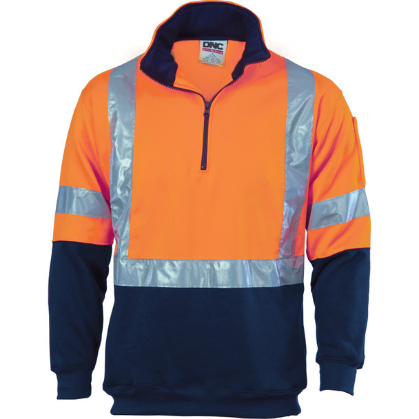 DNC HiVis Cross Back D/N Two Tone 1/2 Zip Fleecy 3929