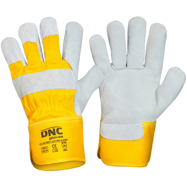 DNC Yellow Premium Grey Leather Glove GR25