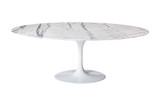 Saarinen Style Tulip Marble Dining Table, 60" Oval