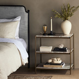 Felix Nightstand-Antique Brass W/ Canyon Marble