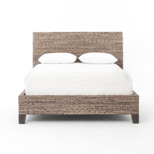 Grassroots Lanai Banana Leaf Queen Bed in Grey Wash