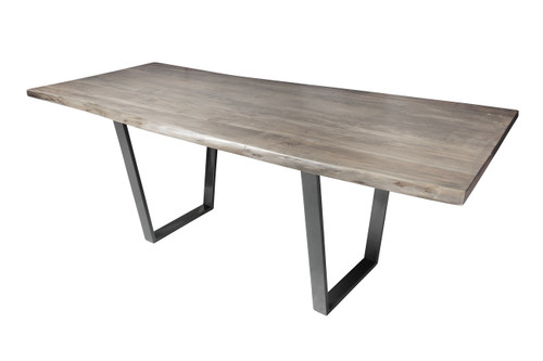 Live Edge Slab Pub Table 92" Grey Wash Stain + Matte Galvanized