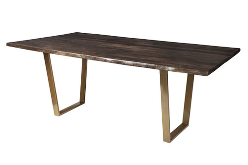 Live Edge Slab Pub Table 96" Jacobean + Gold