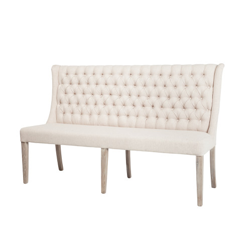 Natural White Cotton Montmartre Banquette Dining Bench 65"