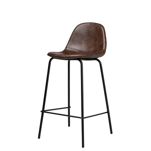 Distressed Brown Leather Smart Bar Stool