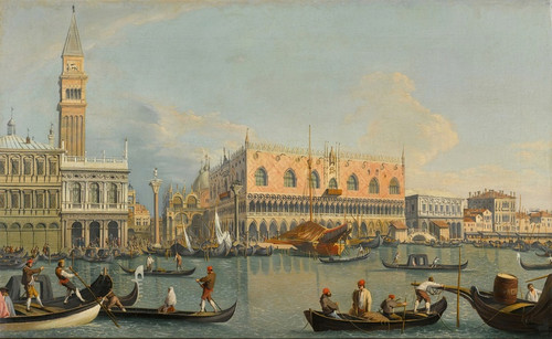 Venice, a view of the Molo from the Bacino di San Marco, with the Zecca and the Palazzo Ducale (circa 1900) by Manner of Canaletto Art Print Download