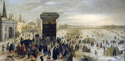 The Kranenhoofd on the Scheldt, Antwerp (Winter Pastime on the Scheldt in Antwerp) (1622) by Sebastian Vrancx Art Print Download