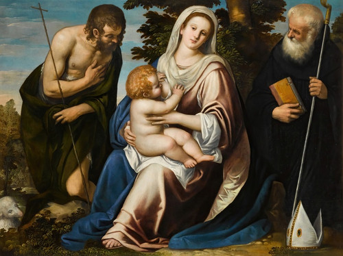 The Virgin and Child with Saints John the Baptist andBenedict by Simone Peterzano Art Print Download