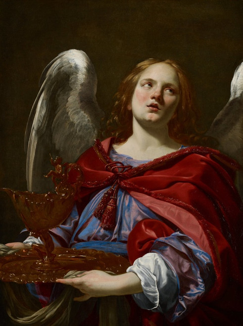 Angels with Attributes of the Passion; Angel Holding the Vessel and Towel for Washing the Hands of Pontius Pilate (1627) by Simon Vouet Art Print Download