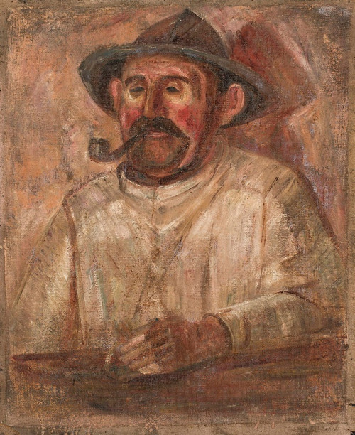 Bust of a man in a hat with a pipe (1921) by Tadeusz Makowski Art Print Download