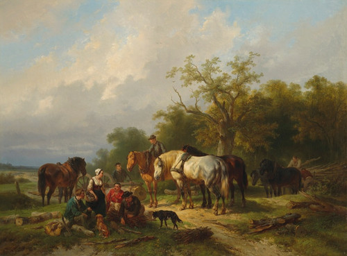 Woodworkers resting on the edge of a forest by Wouterus Verschuur Art Print Download