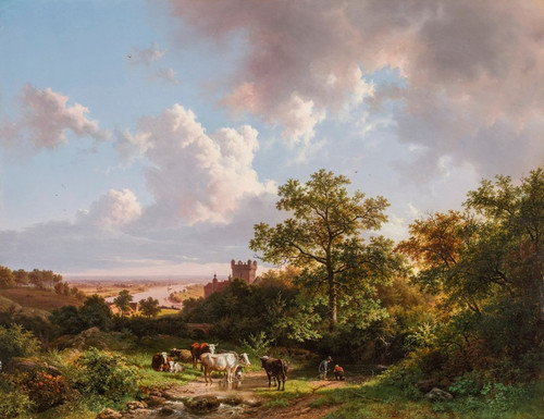 A panoramic landscape with a view on the Middle-Rhine with a castle (1841) by Barend Cornelis Koekkoek Art Print Download