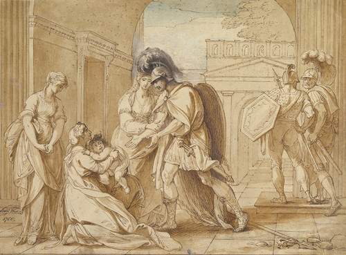 Hector taking leave of Andromache; the Fright of Astyanax (1766) by Benjamin West Art Print Download
