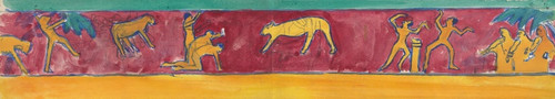 Digital Print - Cave of the Golden Calf; Study for Mural of Calf and Worshipping Figures by Spencer Frederick Gore