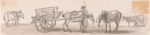 Digital Print - Two-wheeled Tip-cart with Horses by Paul Sandby