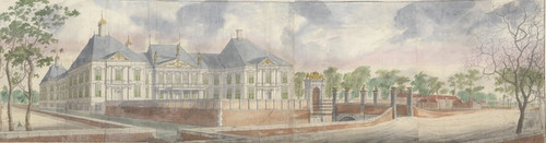 Digital Print - Het Huis te Honselaersdijk en omgeving, over het voorplein te zien by Abraham Beerstraaten