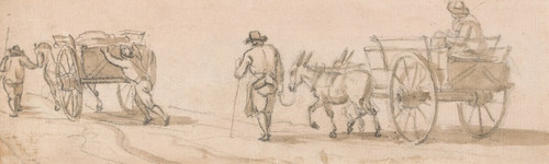 Digital Print - Two Wheeled Cart and Figures by Paul Sandby