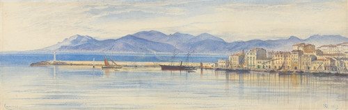 Digital Print - A View of the Harbour at Cannes by Edward Lear