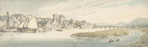 Digital Print - View of town on a river (Carwitham Castle) by Thomas Rowlandson