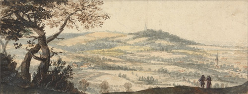 Digital Print - Landscape with two figures in the foreground by Peter Tillemans