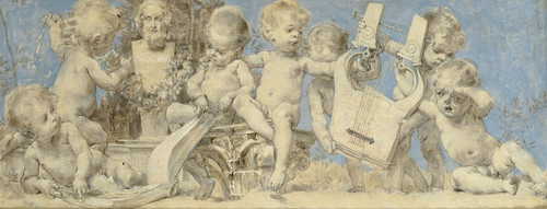 Digital Print - Putti with a bust of Homer by Vojtch Hynais