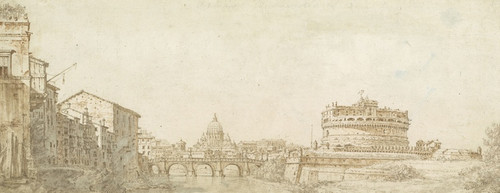 Digital Print - View of Rome with the Dome of Saint Peter's and the Castel Sant' Angelo by Giuseppe Zocchi