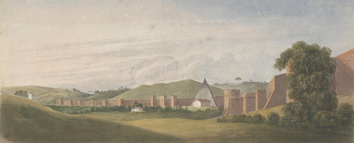 Digital Print - Walls of Rome; The Aurelian Wall, with the Pyramid of Cestius by Isaac Weld