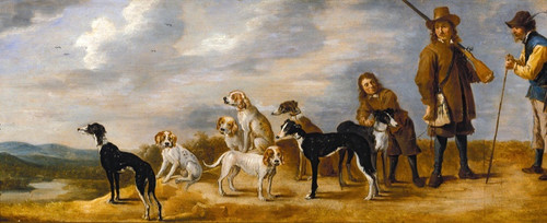 Digital Print - A Hunter with Eight Hounds by workshop of David Teniers the Younger