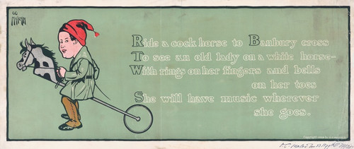 Digital Print - Boy riding hobby horse with nursery rhyme by O.C Malcolm
