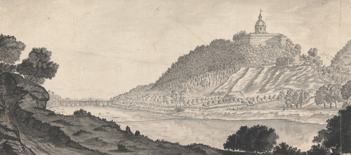 Digital Print - View of the Cappuccini Mount, the Po River and the Bridge from the Road to the Palentine by Henry Swinburne