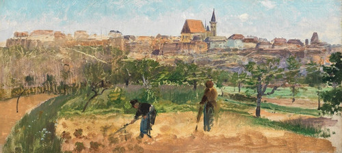 Digital Print - A view of Znojmo from Kuhberg (Krav Hora), study by Theodor Von Hrmann
