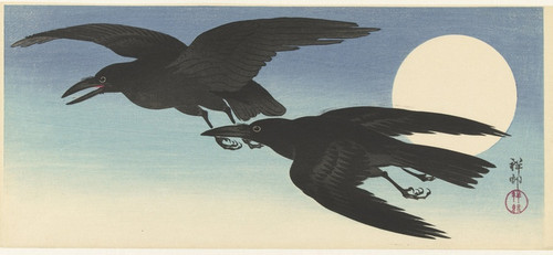 Digital Print - Crows at full moon by Ohara Koson