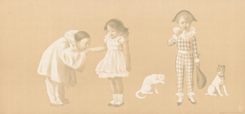 Digital Print - Clown kissing girls hand by Jean de Paleologue