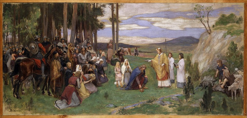 Digital Print - Proposed Decoration for the Walls in the Upper Hall of the NM. Ansgar Preaching Christianity by Georg Pauli