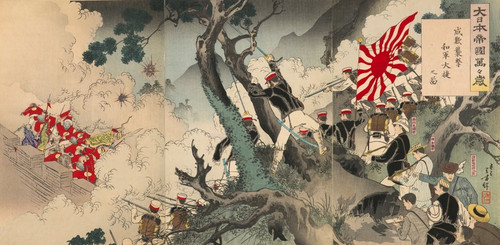 Digital Print - Hurrah and Hurrah Again for the Great Empire of Japan! Great Victory for the Japanese Army in the Assault on Seonghwan by Toshikata Mizuno
